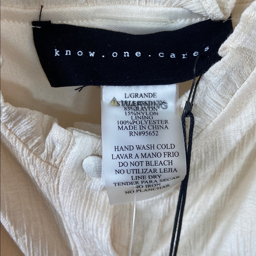 New Know One Cares Cream Boho Maxi Dress Crochet Lace Prairie Cottagecore Large - Picture 4 of 9